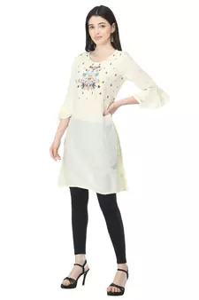 Off-white embroidered cotton cotton-kurtis