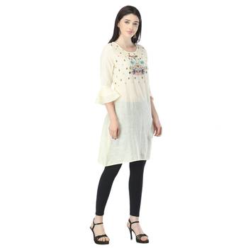 Off-white embroidered cotton cotton-kurtis 4