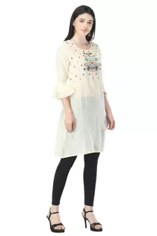 Off-white embroidered cotton cotton-kurtis