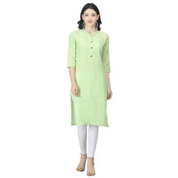 Green plain cotton cotton-kurtis 1
