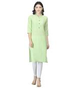 Green plain cotton cotton-kurtis