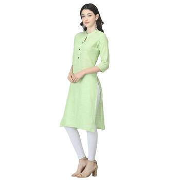 Green plain cotton cotton-kurtis 3