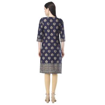 Navy-blue printed cotton cotton-kurtis 2