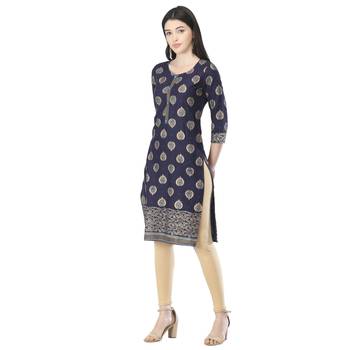 Navy-blue printed cotton cotton-kurtis 3