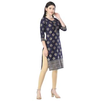 Navy-blue printed cotton cotton-kurtis 4