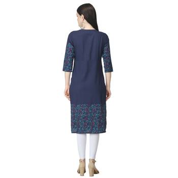Navy-blue printed cotton cotton-kurtis 2