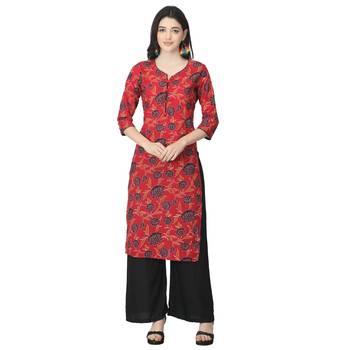 Red printed cotton cotton-kurtis 1