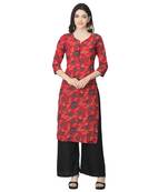Red printed cotton cotton-kurtis