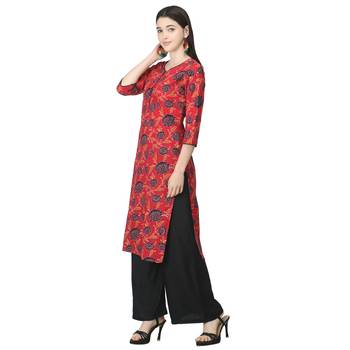 Red printed cotton cotton-kurtis 3
