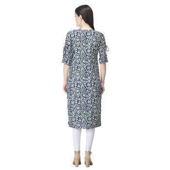 Royal-blue printed cotton cotton-kurtis 2