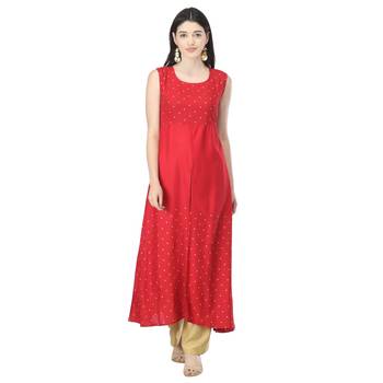 Red printed cotton cotton-kurtis 1
