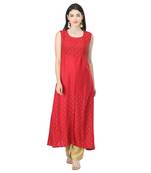 Red printed cotton cotton-kurtis