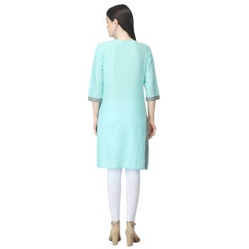 Blue printed cotton cotton-kurtis 2