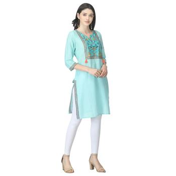 Blue printed cotton cotton-kurtis 4