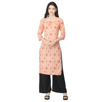 Peach printed cotton cotton-kurtis 1