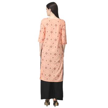Peach printed cotton cotton-kurtis 2