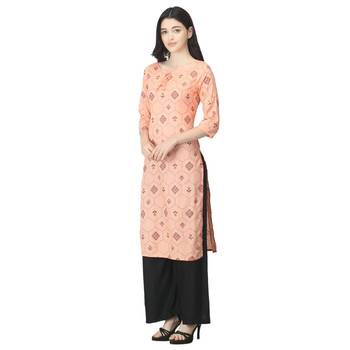 Peach printed cotton cotton-kurtis 3