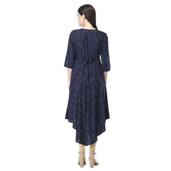 Navy-blue printed cotton cotton-kurtis 2