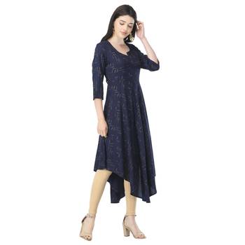 Navy-blue printed cotton cotton-kurtis 4