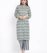 POSAKA Womens Cotton Cambric Printed Straight Kurta Palazzo Set (Multi Color)