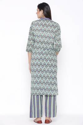 Womens Cotton Cambric Printed Straight Kurta Palazzo Set (Multi Color) 3