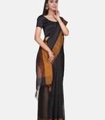 Black Woven Chanderi Saree With Blouse