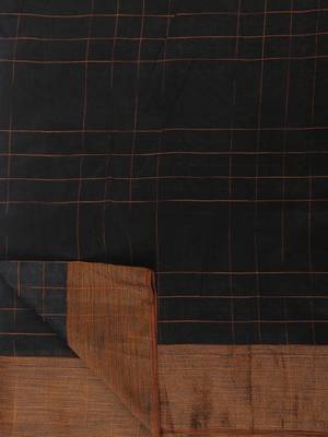 Black Woven Chanderi Saree With Blouse 7