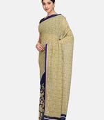 Beige printed georgette saree with blouse