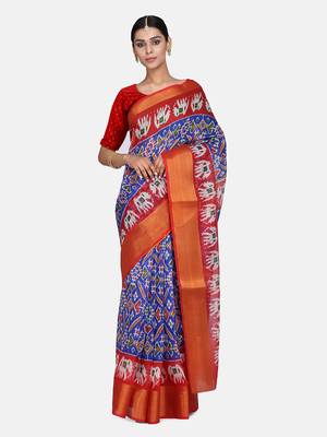 Pochampally ikkat Multi color soft cotton sarees with 5inch zari borders 1