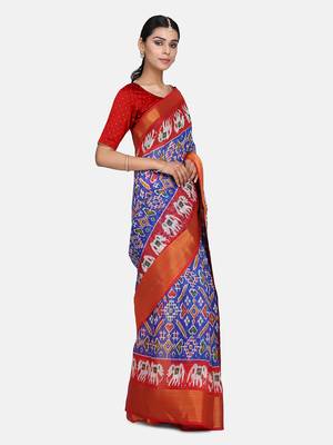 Pochampally ikkat Multi color soft cotton sarees with 5inch zari borders 4