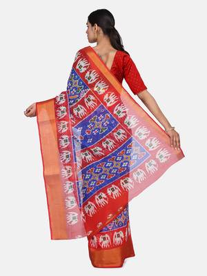 Pochampally ikkat Multi color soft cotton sarees with 5inch zari borders 5