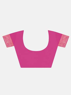 pink woven Banarasi saree with blouse 7