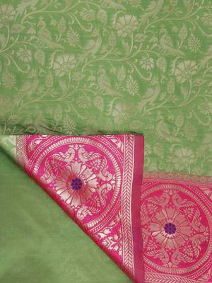 green woven banarasi saree with blouse 6
