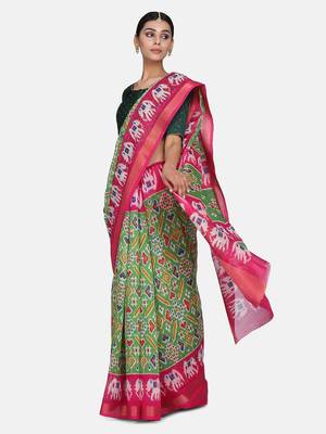 Pochampally ikkat Multi color soft cotton sarees with 5inch zari borders 3