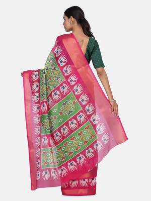 Pochampally ikkat Multi color soft cotton sarees with 5inch zari borders 5