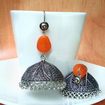 Orange agate jhumkas 1