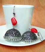 Red agate jhumkas