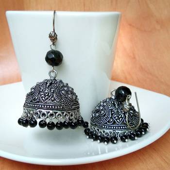 Black agate jhumkas 1
