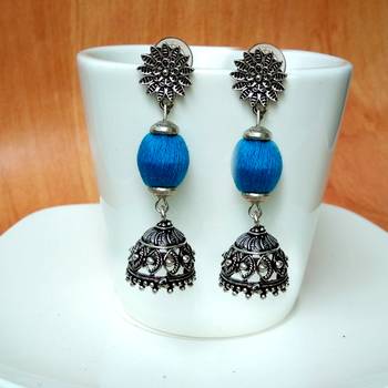 Blue agate jhumkas 1