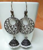 Silver agate jhumkas