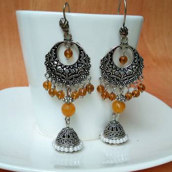 Yellow agate jhumkas 1