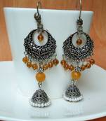 Yellow agate jhumkas