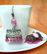 Pink agate jhumkas