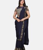 Blue embroidered lycra saree with blouse
