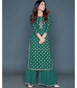 Women's  Rayon  Gold Printed  Kurti and palazzo Set