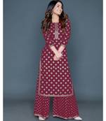 Women's  Rayon  Gold Printed  Kurti and palazzo Set
