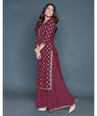 Women's  Rayon  Gold Printed  Kurti and palazzo Set 3