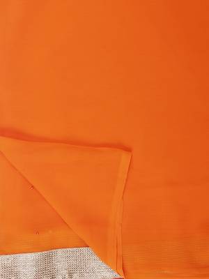 Orange embroidered chiffon saree with blouse 6