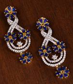 Gold Plated Sapphire Stone Embellished American Diamond Earrings 216ED146