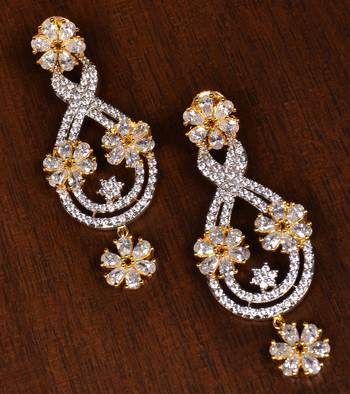 Gold Plated CZ Stone Embellished American Diamond Earrings 216ED149 1